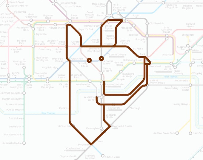 Tiere auf einer U-Bahn-Karte 01