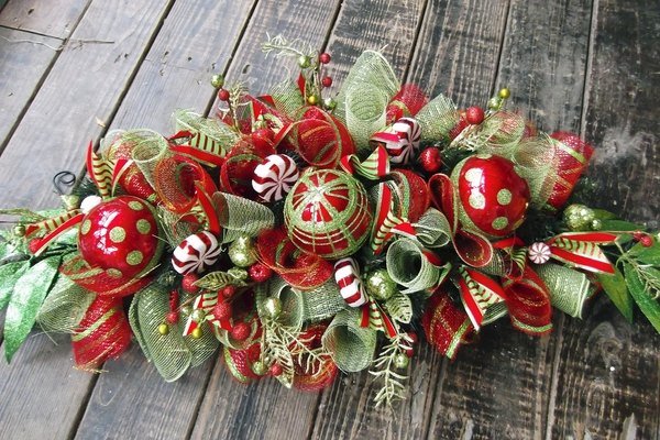 glamouröse Weihnachten Mittelstücke deco-mesh-Ideen, christbaumschmuck rot grün Farben  KunsTop.de